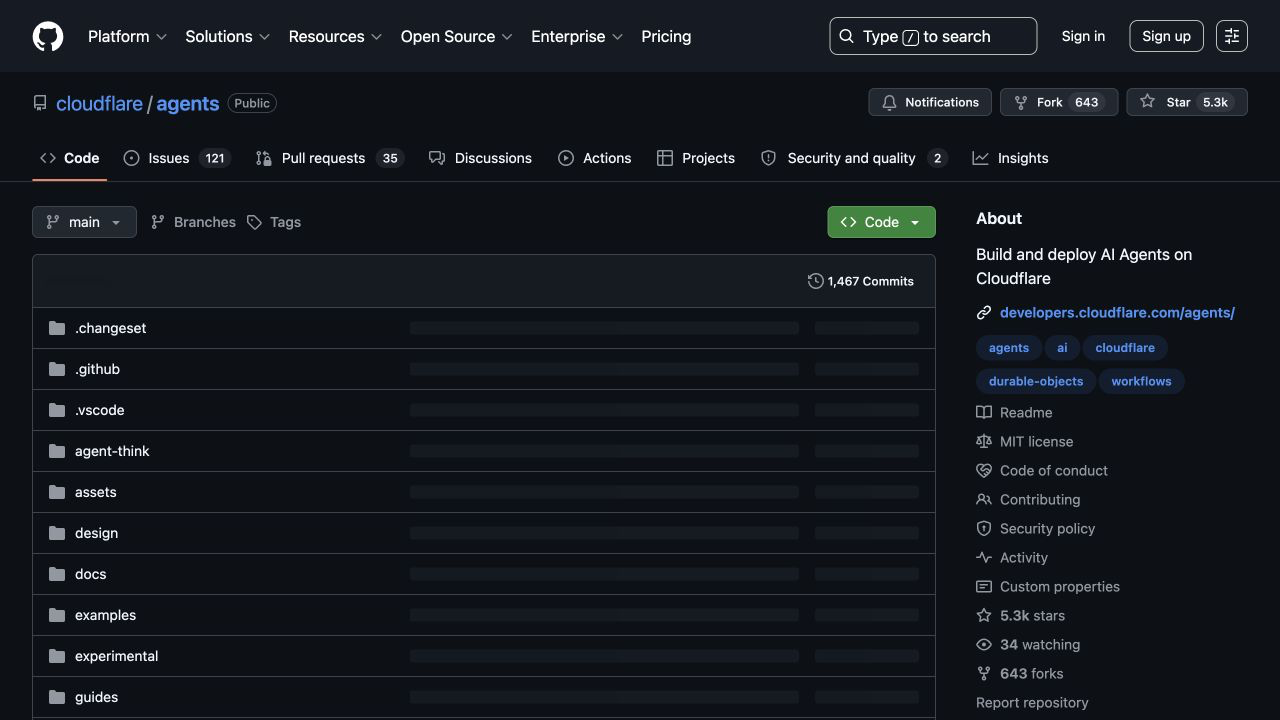 Репозиторий cloudflare agents на GitHub